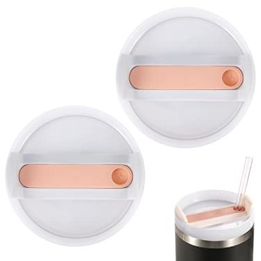 Imagem de 2 peças de tampas de substituição para copos Stanley, sem vazamento, acessórios para Stanley Quencher H2.0 1,134 g com alça, também para Adventure Quencher Copo de viagem 1,134 g