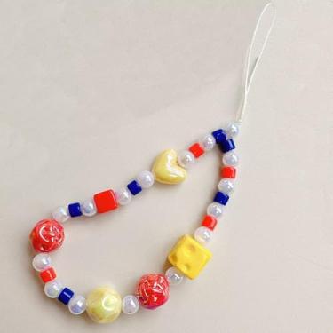 Imagem de Pingentes fofos - Chaveiro de célula Y2K com alça de contas - Pingente legal de coração de borboleta de urso para bolsa, decoração de pingentes de câmera, Vermelho, tamanho �nico