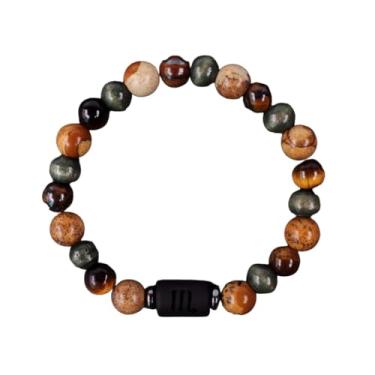 Imagem de Pulseira requintada do zodíaco para homens, olho de tigre, signo do zodíaco, pulseira de contas de pedra natural, acessórios de joias, One Size, Pedra, Sem Pedra Preciosa
