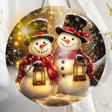 Imagem de Apanhador solar de acrílico colorido, decoração de janela suspensa de Natal com design de vitral impresso, apanhador de sol, arte de parede de arco-íris, ideia de presente e ornamento de jardim, uso