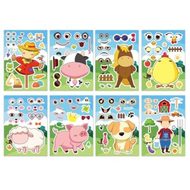 Imagem de 8 peças de adesivos fofos de fazenda, adesivos de vinil para lembrancinhas de festa, arte, artesanato, jogos, prêmios de atividade escolar, adesivos à prova d'água para meninas, meninos, crianças