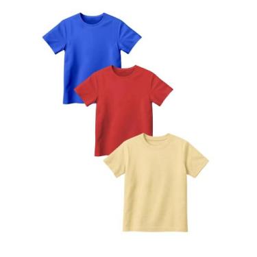 Imagem de KIT 03 Camisetas Infantil Slim 100% Algodão - LOJA RPERONI, Azul, Verm