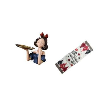 Imagem de Fenteer Estátua de Princesa de Resina de Arte Moderna, Porta-chaves, Bandeja com Corredor de Mesa de Natal, Cachecol, Toalha de Mesa Sazonal de Inverno Reutil