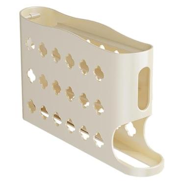 Imagem de Organizador de ovos deslizante branco leitoso, 4 níveis, escada, armazenamento, geladeira, porta lateral, rolo automático de ovos para cozinha