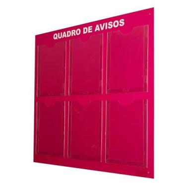 Imagem de Quadro Aviso Gestão Á Vista 6 Displays A4 ACM Rosa - DC Express