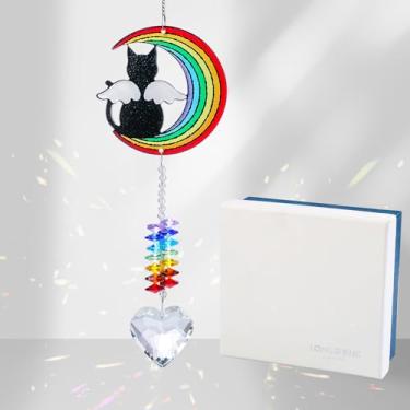 Imagem de Apanhador de sol para animais de estimação, presente colorido em memória de gato da lua, pingente de cristal para apanhador de sol para animais de estimação, criador de arco-íris