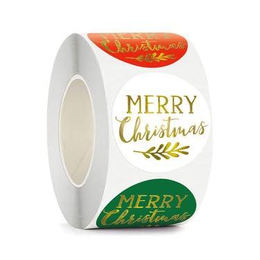 Imagem de 500 Pcs 1.5" Christmas Stickers Merry Christmas Cute Holiday Waterproof Sticker for X-mas Gift Packing, Cards, Envelopes,Goodie Bags,Gift Favors Box, Party Favors Decorations S1 Pattern 7
