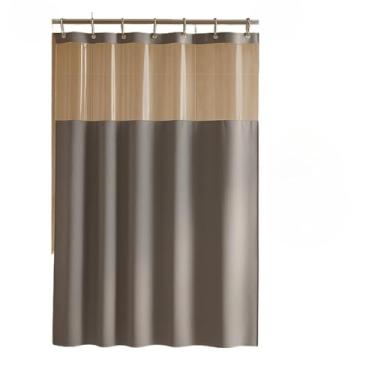 Imagem de Box Banheiro, Cortina Box Pvc Impermeável Antimofo com Visor 1,38m X 1,98m TranslúCido Higiene Durável Ganchos(CINZA C/VISOR)