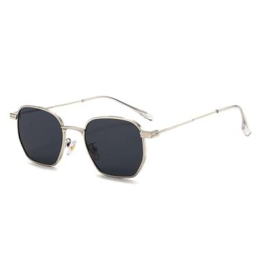 Imagem de Óculos de Sol Femininos com Lentes Transparentes e Armação de Metal, Estilo Punk Masculino, Proteção UV400, para Esportes ao Ar Livre, Corrida e Ciclismo, Cinza Prateado