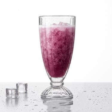 Imagem de cxggleo Copo de milkshake de vidro de Natal 350 ml – Copo vintage de sorvete e smoothie, copo de fonte de refrigerante transparente para bebidas de Natal, sobremesas de festa e guloseimas festivas