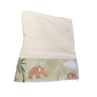 Imagem de Jogo de Lençol Infantil para Berço Americano, Malha 100% Algodão, 2 Peças - Lençol com Elástico 160x98cm e Fronha 40x30cm, Antialérgico e Hipoalergênico (Safari- Palha e Verde)