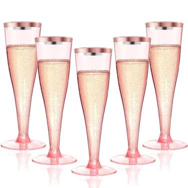 Imagem de Torchero Placstic Taças de champanhe descartáveis, 127 g (aro rosa, 100 unidades (pacote com 1))