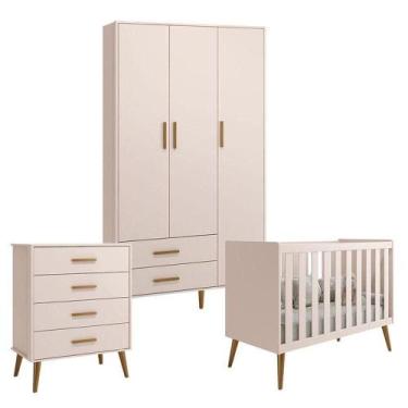 Imagem de Quarto De Bebê Isis 3 Portas Com Gaveteiro Rosa Acetinado - Reller - R