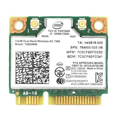 Imagem de Intel Dual Band Wirless- MQUPIN Intel 7260.HMW Dual Band Wireless Card - Adaptador de rede AC 7260 + Bluetooth 4.0 USE para Intel AC Half Mini Pcie Card 802.11 b/a/g/n/ac (1 pacote)