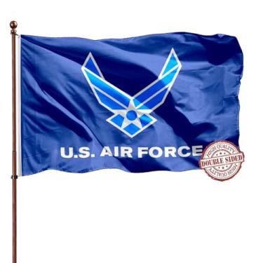Imagem de US Air Force Wings 2x3 bandeira externa dupla face - resistente 3 camadas 210D - bandeira da Força Aérea dos Estados Unidos - com cabeçalho de lona e 2 ilhós de latão