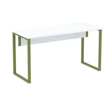 Imagem de Mesa Escritório P25 Tub Pandin 150 Cm (larg) Tampo Mdp Branco Pé Aço Tubular Verde Mirô