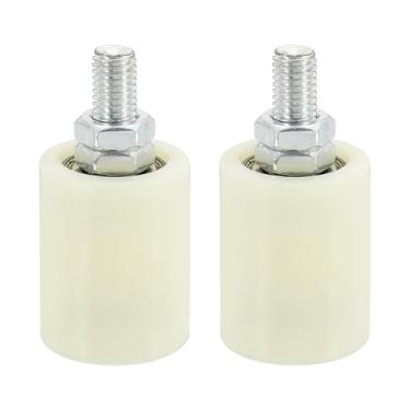 Imagem de PATIKIL Rolo de guia de portão deslizante de 5 cm x 4,6 cm, 2 peças de rolos de nylon ajustáveis para portão deslizante de varandas, quartos, banheiros, lojas, indústria, branco