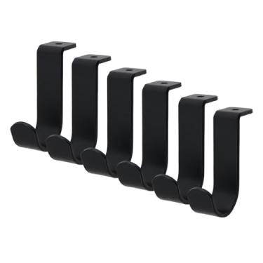 Imagem de Bitray 6 peças de suporte de varão de cortina de teto, suportes de varões de cortina resistentes, ganchos de varão de cortina para sala de estar, quarto e cozinha - preto