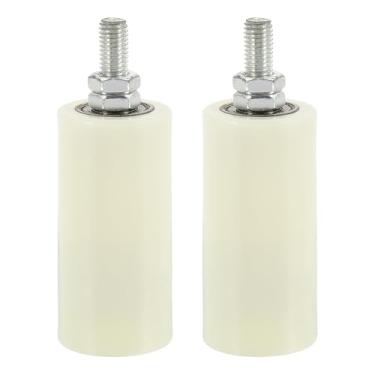 Imagem de PATIKIL Rolo de guia de portão deslizante de 9,9 cm x 5 cm, 2 peças de rolos de nylon ajustáveis para portão deslizante de varandas, quartos, banheiros, lojas, indústria, branco