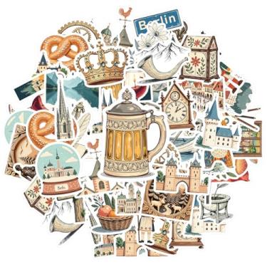 Imagem de 50 peças Alemanha Tour Arquitetura Marcos Cultura Adesivos Brinquedo Alemanha Marcos Adesivos Arquitetônicos Viagem Pacote de Adesivos para Laptop Motocicleta Bagagem Telefone DIY Laptop Scrapbook