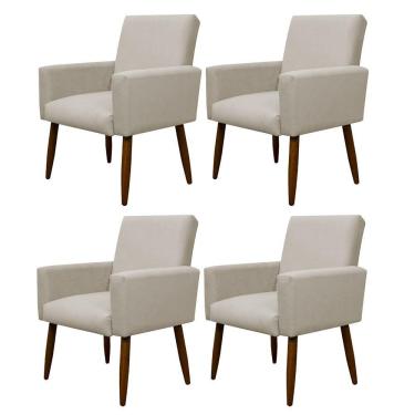 Imagem de Kit 4 Poltronas Decorativa Sala E Quarto Nina Suede Herrero Cor:bege