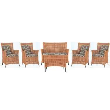 Imagem de Jogo Sofá 4 Poltronas E Mesa Igapó Preta E6 Trama Original Terra Cota