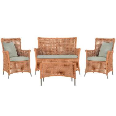 Imagem de Jogo Sofá E 2 Poltronas E Mesa Igapó Fendi E3 Trama Original Terra Cota