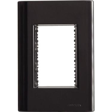 Imagem de Placa 3 Postos 4x2 Tramontina Giz Preta Suporte Tramontina