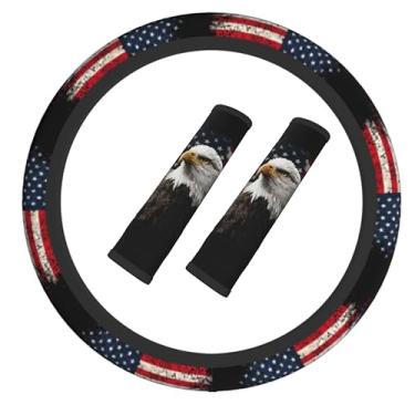 Imagem de Capa de volante de carro elástica antiderrapante com cinto de segurança e almofada de ombro para mulheres e homens