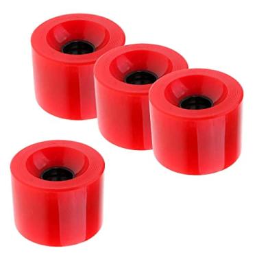 Imagem de Pacote com 4 rodas macias de 70 x 51 mm para skate longboard - PU, cor brilhante - adequado para longboarders profissionais - vermelho