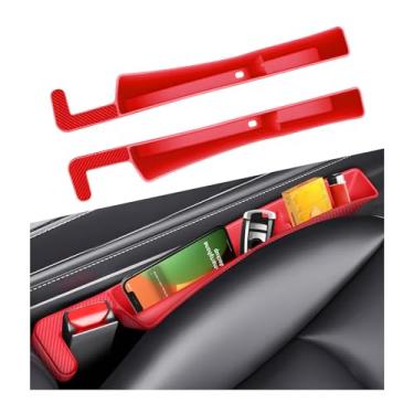 Imagem de MUQIDA Organizador de enchimento de lacunas de assento de carro, 2 peças, rolha de lacuna multifuncional, armazenamento lateral de console automático com compartimento USB, bloqueador de fendas de