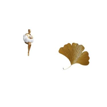 Imagem de Fenteer Estatueta de Nuvem de Resina Artística E Folhas de Ginkgo de Ferro Forjado, Escultura de Parede Abstrata para Decoração de Escritório, Sala de