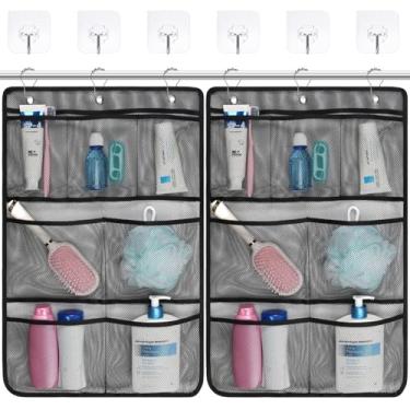 Imagem de F-color Cruise Essentials 2025 - Organizador De Secagem Rápida Para Chuveiro, Bolsa Organizadora Banheiro Com 7 Bolsos Xampu, Sabonete E Bucha Vegetal, Preta, Pacote 2