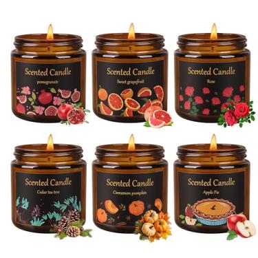 Imagem de Velas perfumadas para casa, pacote com 6 velas perfumadas, conjunto de presente para mulheres, 600 ml, vela de soja de longa duração, presente de aromaterapia para ela, presente de aniversário, dia