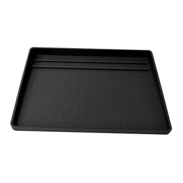 Imagem de Fenteer Tapete de silicone para cafeteira, tapete de bar antiderrapante, macio, para de cozinha, escorredor de pratos, máquina de expresso, Preto