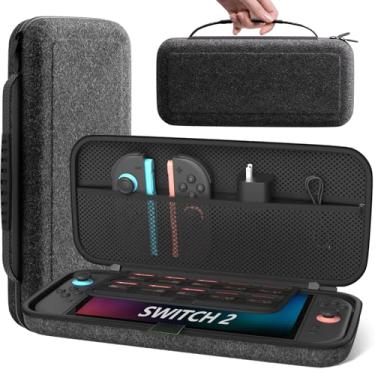Imagem de Henstar Carrying Case for Nintendo Switch 2 2025, Protective Hard Shell Portable Travel Case with 10 Game Card Slots, Large Volume Bundle Holder for Nintendo Switch 2 Accessories & Games, Black