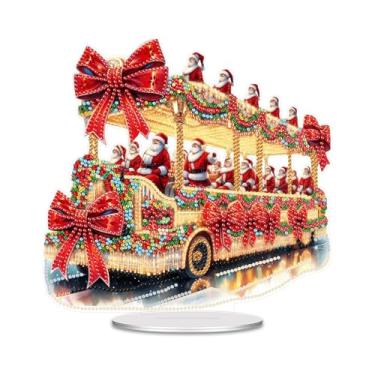 Imagem de SHLUHA Kits de arte de diamante para adultos, design de Natal, formato especial, enfeite de mesa de acrílico, mosaico de cristal, decoração de mesa para casa, presente de Natal feito à mão (LL1005)