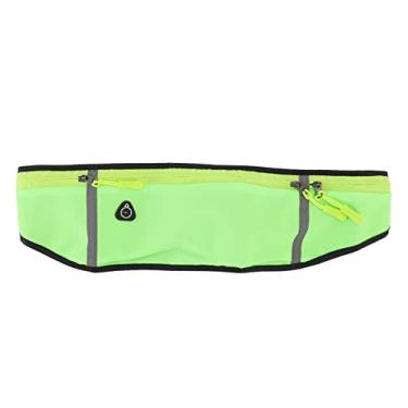 Imagem de ZJchao Bolsa de Cintura para Fitness Esportes Correndo Pacote de Cintura Nylon Use Três Compartimentos de Armazenamento Design de Orifício para Fone de Ouvido para Corrida, Ciclismo, (Verde)