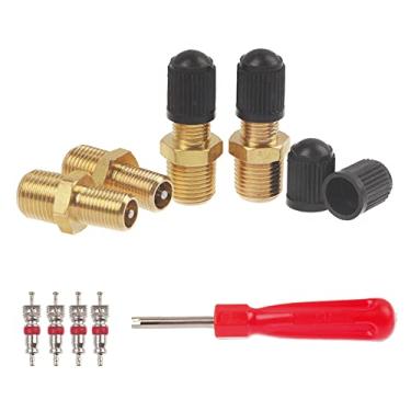 Imagem de 4Pcs 1/8" NPT Tank Valve, A.I.FORCE Air Compressor Tank Fill Valve with Anti-Corrosion Brass Schrader Valve and Caps, 4Pcs Extra Replacement Valve Stems Cores and Schrader Valve Tool