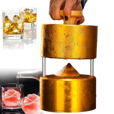 Imagem de JYXYXSCP Molde redondo de bola de gelo, bandeja esférica de cubo de gelo de 50 a 70 mm, molde de prensa de bola de gelo para coquetéis multiuso para todas as bebidas doce pudim leite (tipo bola 60 mm)