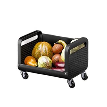 Imagem de Carrinho de armazenamento de cozinha prateleira de cozinha empilhável multicamadas frutas vegetais cesto organizador caixas com rodízios prateleira de vegetais doméstico cesta de armazenamento
