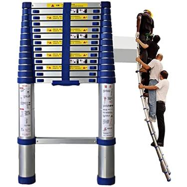 Imagem de OKUOKA Escada telescópica para barraca de telhado de 8 m/7 m/6,2 m/5 m/4 m/3,8 m/2,6 m, escadas telescópicas de extensão de alumínio para trabalho ao ar livre no sótão, carga de 150 kg (tamanho: 1,4 m