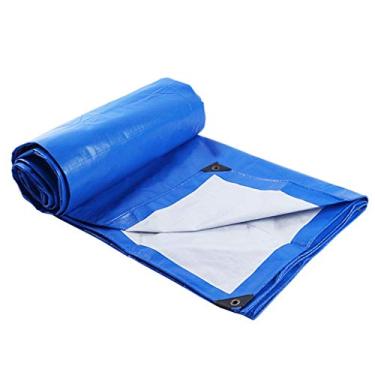 Imagem de Lona resistente Ilhós reforçados de lona grossa 3 m x 4 m 2,7 m x 13 pés PE lona impermeável azul (160 g/m²) (tamanho: 5 m x 7 m)