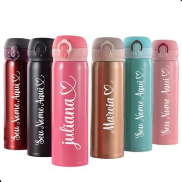 Imagem de Garrafa Térmica Inox 500ml Personalizada Logo Nome (PRETO)