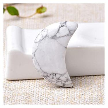 Imagem de Cheio de textura cristal de quartzo natural pedra em forma de lua crescente manual ornamentos de cristais de quartzo polido DIY presente artesanato com pedras preciosas (cor: turquesa branca, tamanho