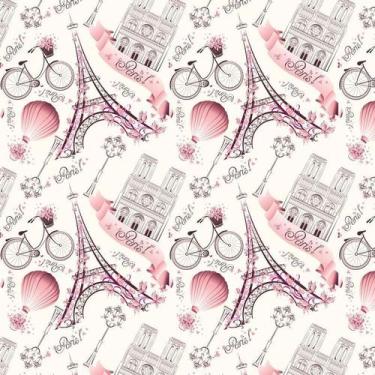 Imagem de Papel De Parede Paris Balão Rosa E Amarelo Claro Autocolante - LRP