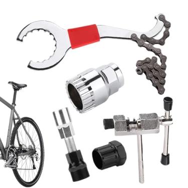 Imagem de Kit de reparo de mountain bike – Kit de reparo de bicicleta de estrada multifuncional integrado | Conjunto de ferramentas de manutenção portátil de chave fixa e traseira para acampamento