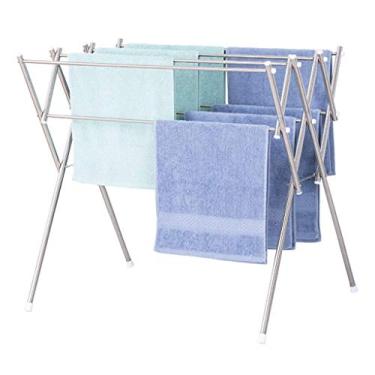 Imagem de LULUMAIC Prateleira de secagem de parede doméstica, escorredor areja 4 faixas roupas dobráveis de camada dupla saída de ar 304 toalha de banheiro de varanda aço inoxidável