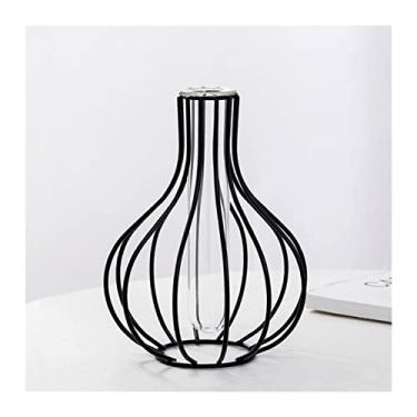 Imagem de Vaso para decoração geométrico nórdico simples tubo de ensaio de vidro dourado suporte de plantas de metal decoração de casa moderna planta hidropônica flor de ferro flores decorativas (cor: 1