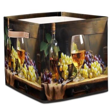 Imagem de hongjinglin Cestas dobráveis para armazenamento de cubos, vinho, uvas, frutas, caixotes dobráveis para crianças, brinquedo com alças, organizador de tecido, cesto organizador para berçário, sala de